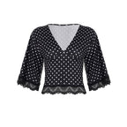 Damen Elegantes Blusenshirt mit Volantärmel und Spitzenabschluss R&B