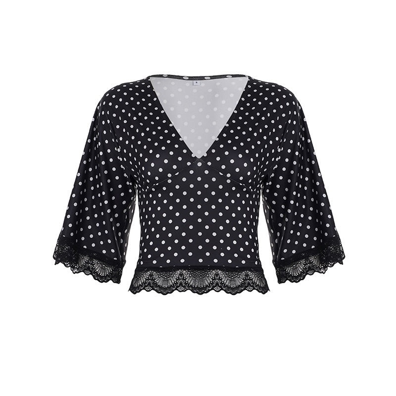 Damen Elegantes Blusenshirt mit Volantärmel und Spitzenabschluss R&B