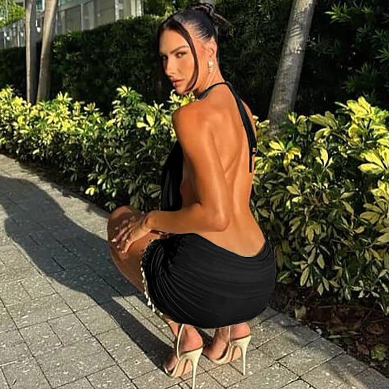 Damen ärmelloses Minikleid mit Raffungen und eleganten Details R&B