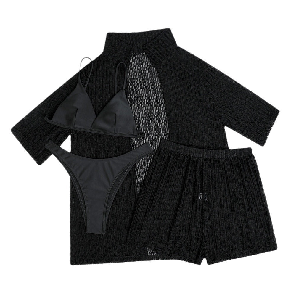 Damen lässiges Strand-Outfit mit offener Robe und Shorts R&B