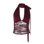 Damen Elegantes Spitzenoberteil mit Halterneck R&B