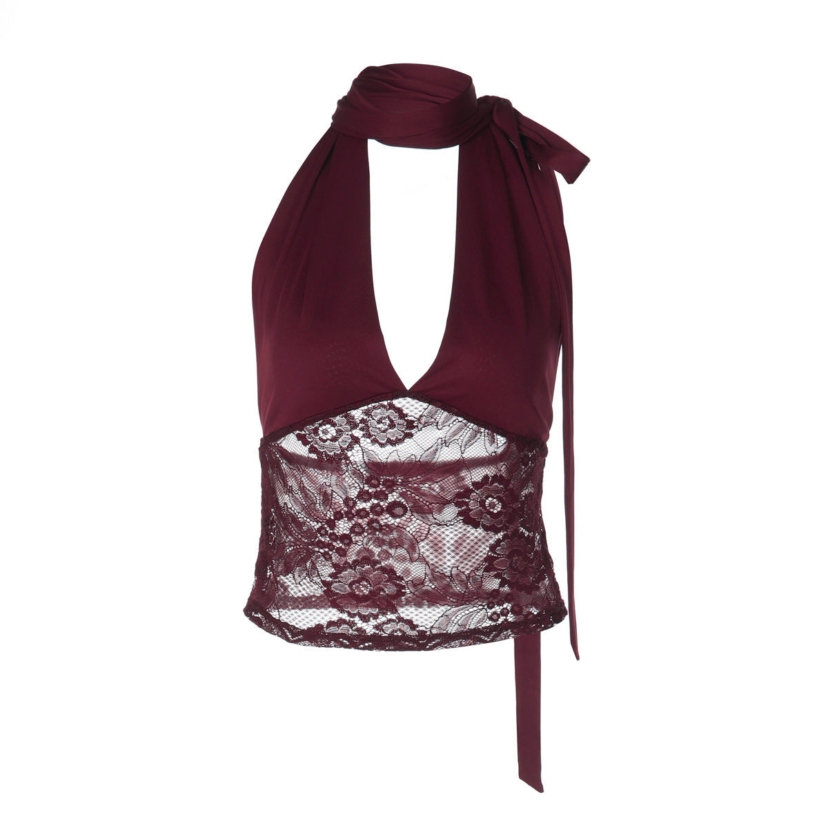 Damen Elegantes Spitzenoberteil mit Halterneck R&B