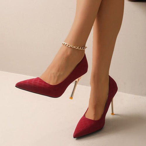 Damen spitze Stiletto-Pumps mit funkelndem Goldabsatz R&B
