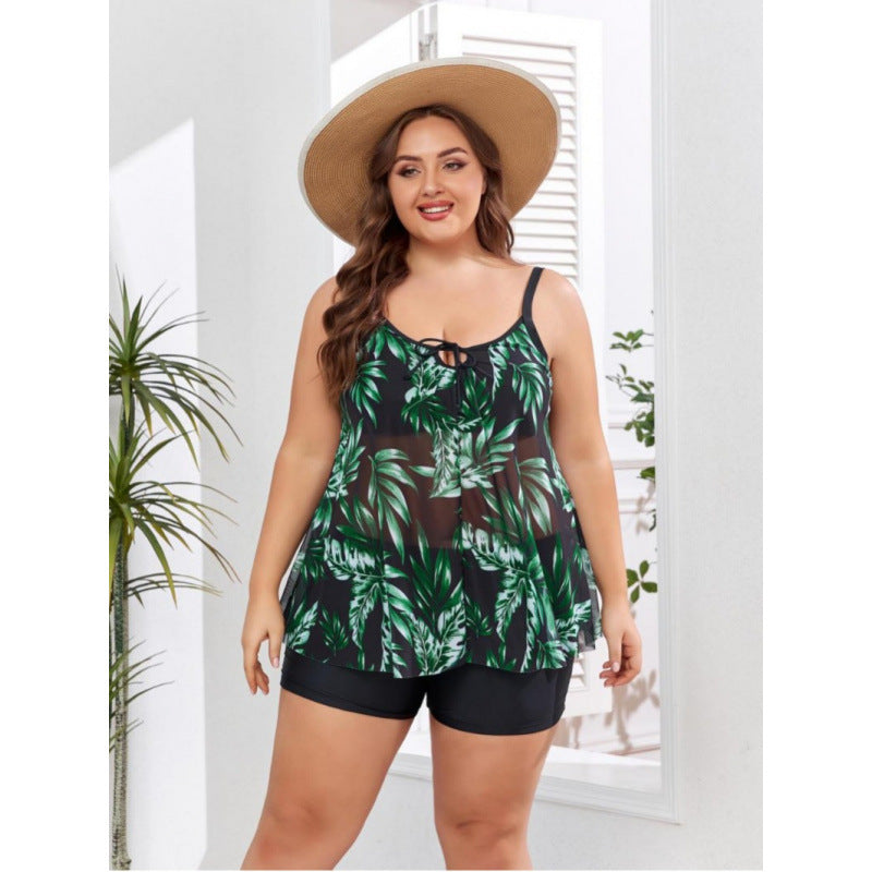 Damen Tankini-Set mit floralem Oberteil und figurbetonendem Unterteil R&B
