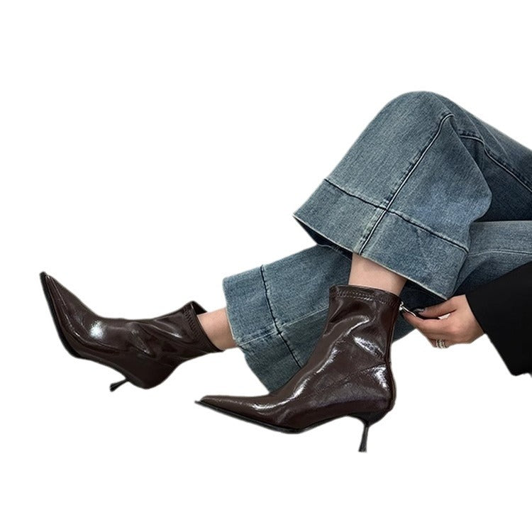 Damen elegante Stiefeletten mit spitzem Schnitt und raffiniertem Absatz R&B