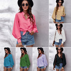 Damen Oversized Longsleeve Bluse mit lässigem Schnitt und voluminösen Ärmeln R&B