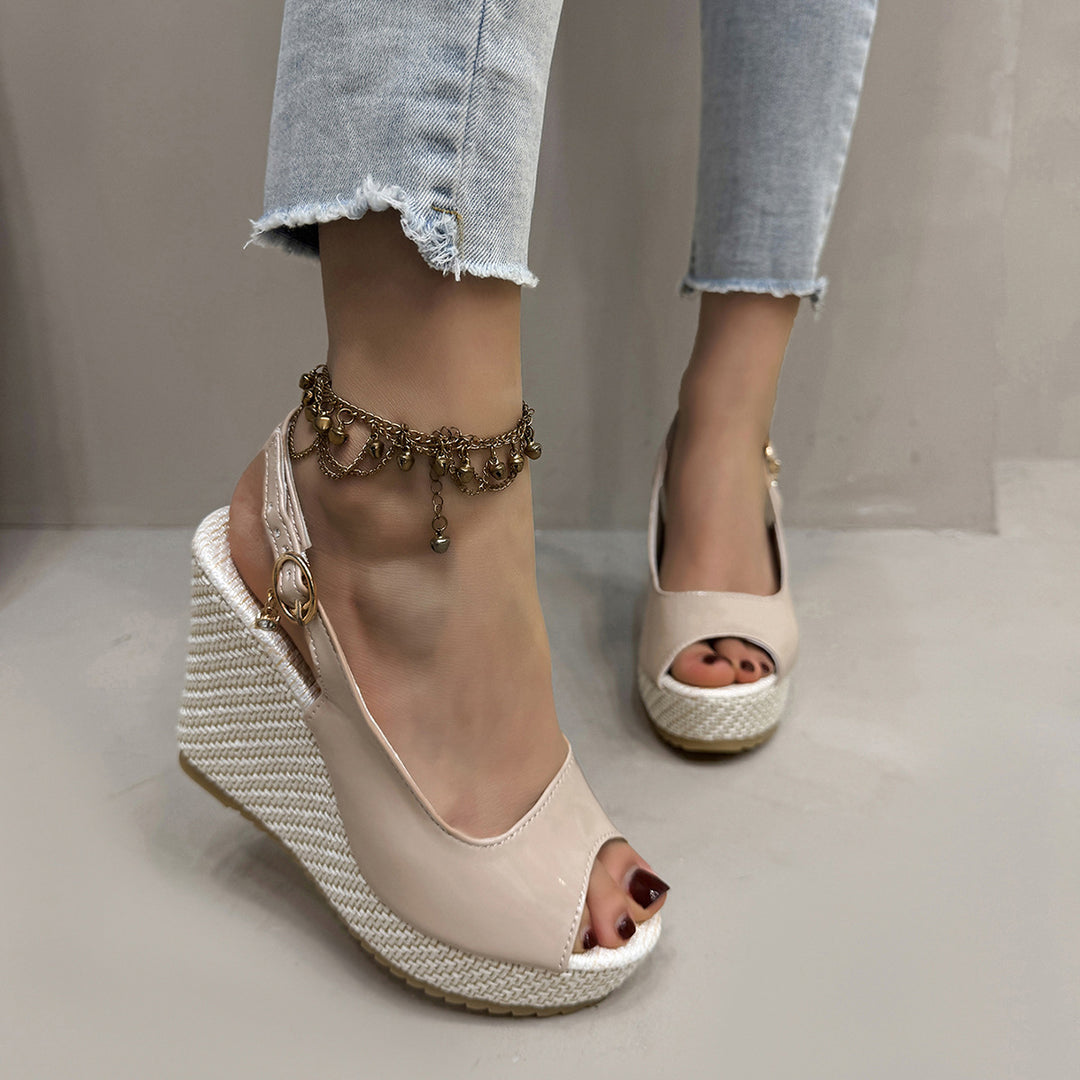 Damen Wedge-Sandalen mit modischem Perlen-Detail R&B