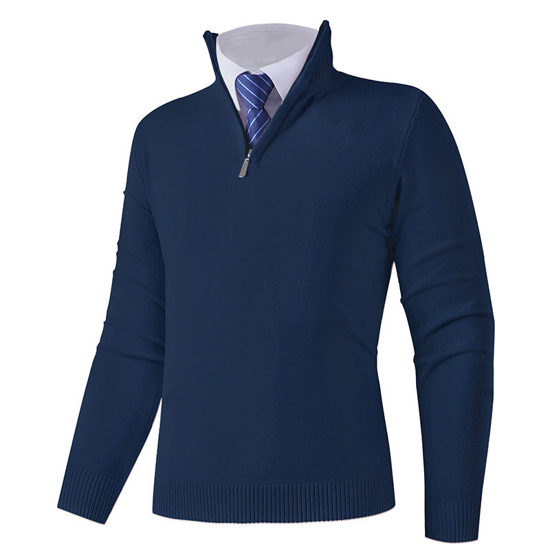Herren eleganter Stehkragenpullover mit Reißverschluss