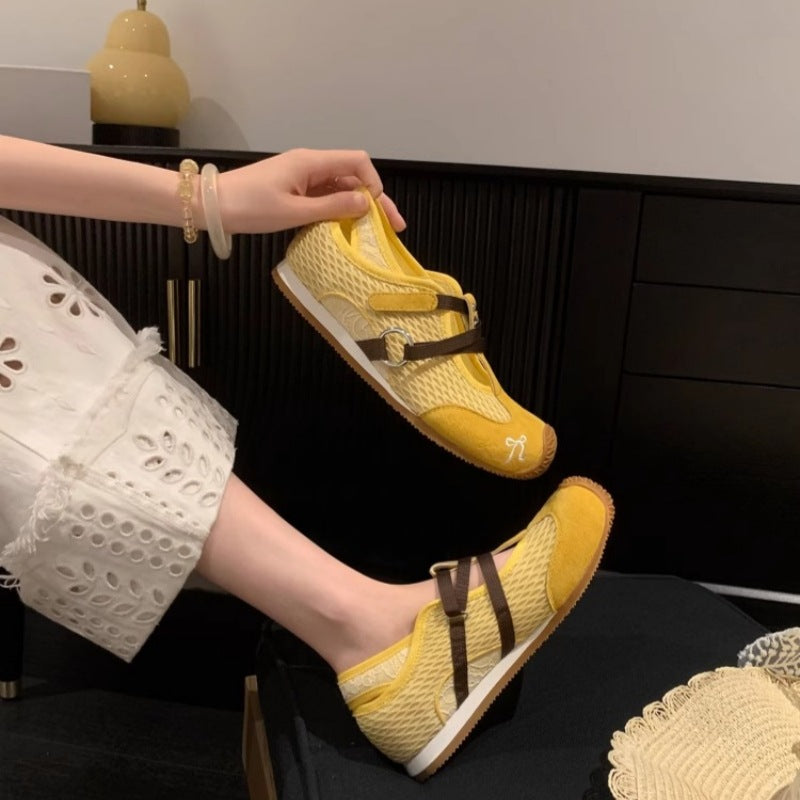 Damen modische Mesh-Laufschuhe mit innovativem Schnürsystem und rutschfester Sohle R&B