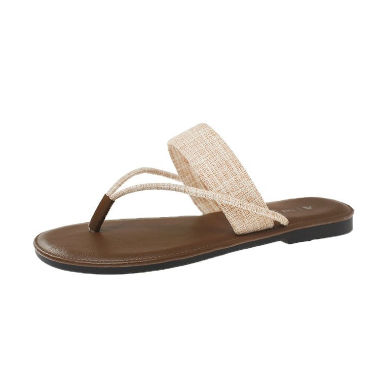 Damen elegante Zehentrenner mit breitem Riemen und komfortablem Fußbett R&B