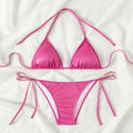 Damen Triangle-Bikini mit verstellbaren Bindändern und glänzender Oberfläche