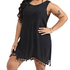 Damen luftiges Strandkleid mit fransigen Details R&B