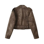 Damen Kunstleder Bikerjacke mit tailliertem Schnitt und verstellbarem Bund R&B