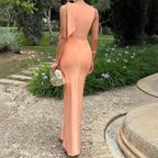 Damen Elegantes Maxikleid mit asymmetrischem Träger und figurbetontem Schnitt R&B
