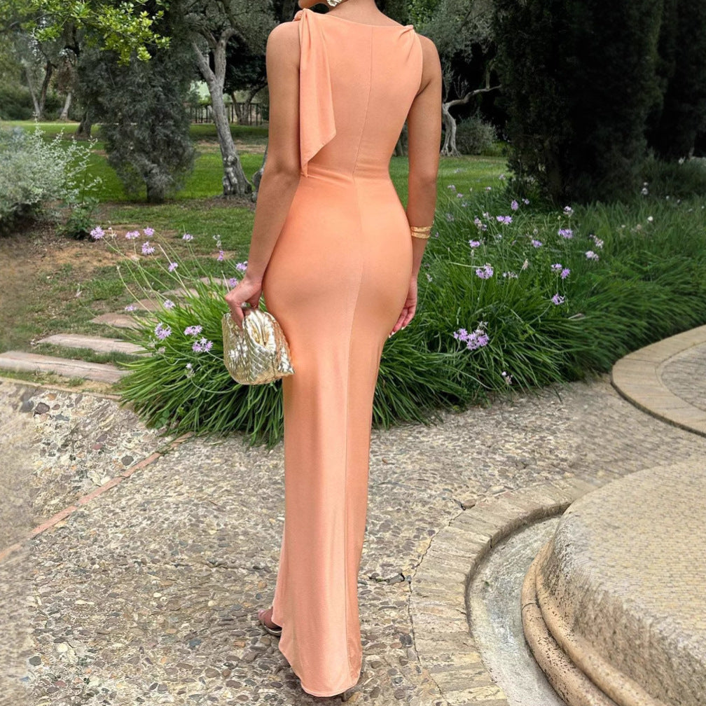 Damen Elegantes Maxikleid mit asymmetrischem Träger und figurbetontem Schnitt R&B