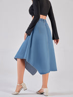 Damen asymmetrischer Denim-Rock mit attraktivem Saumdesign R&B