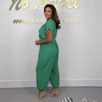 Damen Jumpsuit mit Rüschendetails und Bindegürtel R&B