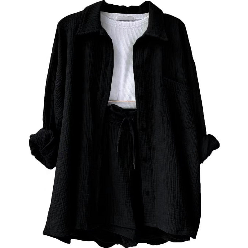 Damen lässige Oversized-Hemdjacke mit Gürtel R&B