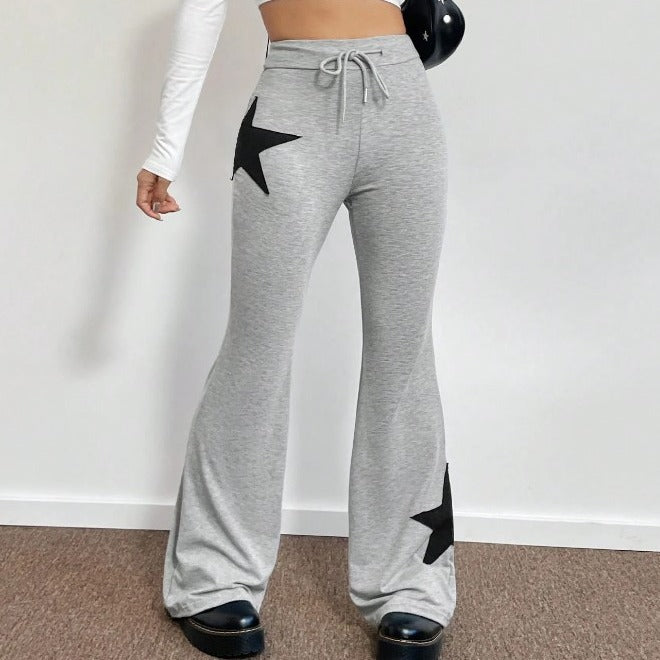 Damen lässige Sweatpants mit weitem Bein und Sternenmotiv R&B