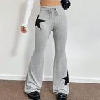 Damen lässige Sweatpants mit weitem Bein und Sternenmotiv R&B