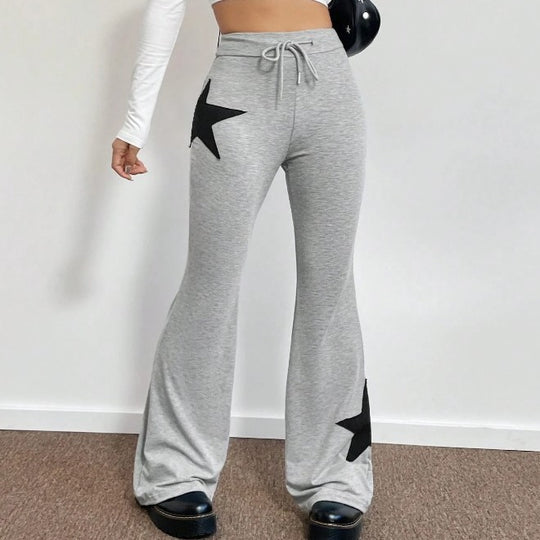 Damen lässige Sweatpants mit weitem Bein und Sternenmotiv R&B