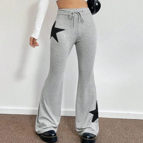 Damen lässige Sweatpants mit weitem Bein und Sternenmotiv R&B