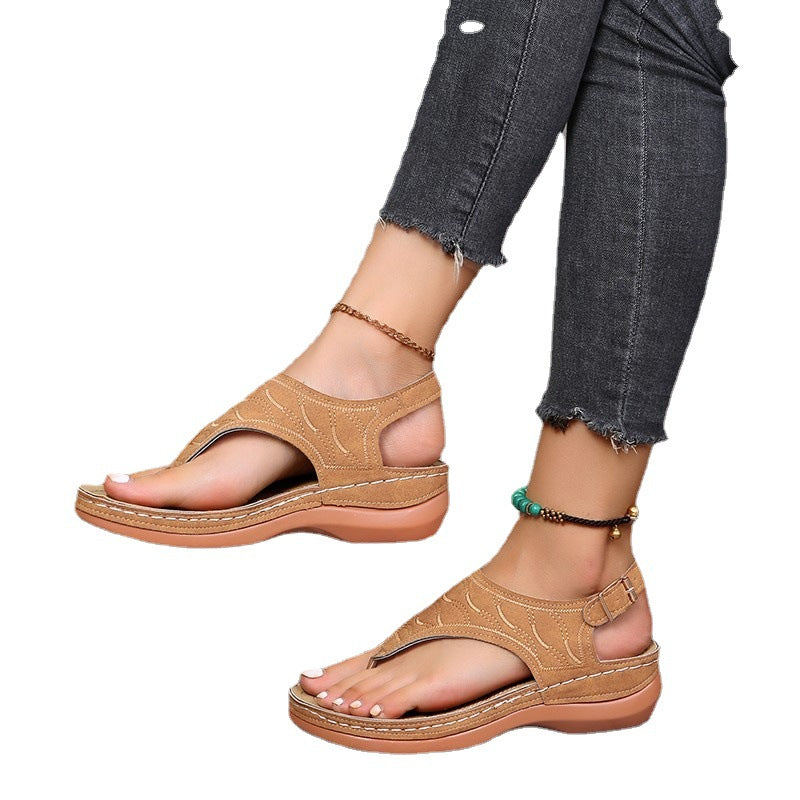 Damen Bequeme Zehentrenner mit verstellbarem Riemen und gepolsterter Sohle