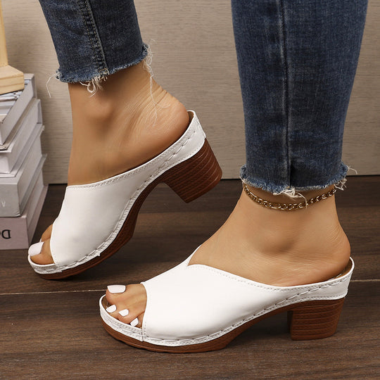 Damen Offene Blockabsatz-Sandalen mit modernen Akzenten R&B