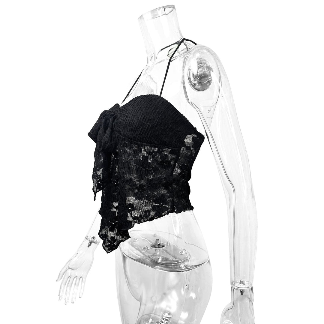 Damen Spitzen-Bustier mit Bindeband und transparentem Design R&B