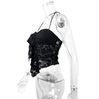 Damen Spitzen-Bustier mit Bindand und transparentem Design