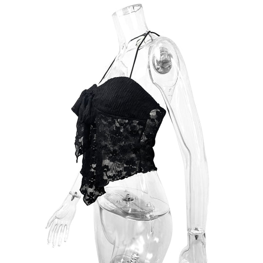 Damen Spitzen-Bustier mit Bindeband und transparentem Design R&B