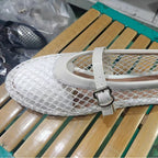Damen Ballerina-Schuhe mit Netzdesign und verstellbarem Riemen R&B