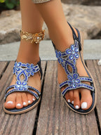 Damen Strandsandalen mit funkelnder Blumenapplikation und rutschfester Sohle R&B