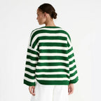 Damen lässiger Oversize-Pullover mit Streifenmuster R&B