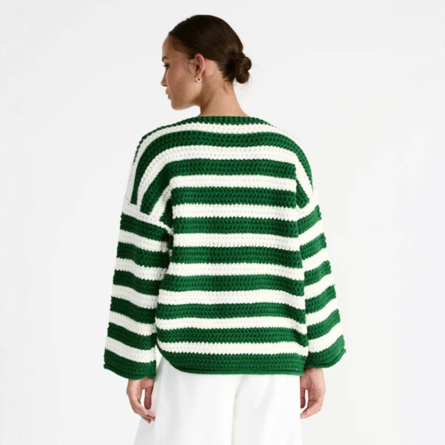 Damen lässiger Oversize-Pullover mit Streifenmuster R&B