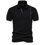 Herren nan legeres Polo mit kurzer Knopfleiste, gesticktem Pfeilmotiv-Panel und Stehkragen R&B