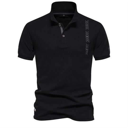 Herren nan legeres Polo mit kurzer Knopfleiste, gesticktem Pfeilmotiv-Panel und Stehkragen R&B