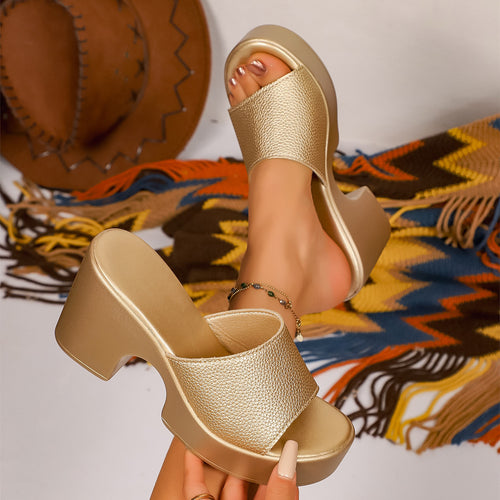 Damen High Heel Slip-On Sandalen R&B
