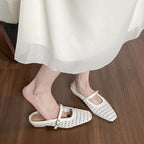 Damen elegante Mules mit geflochtenem Design und verstellbarem Riemen