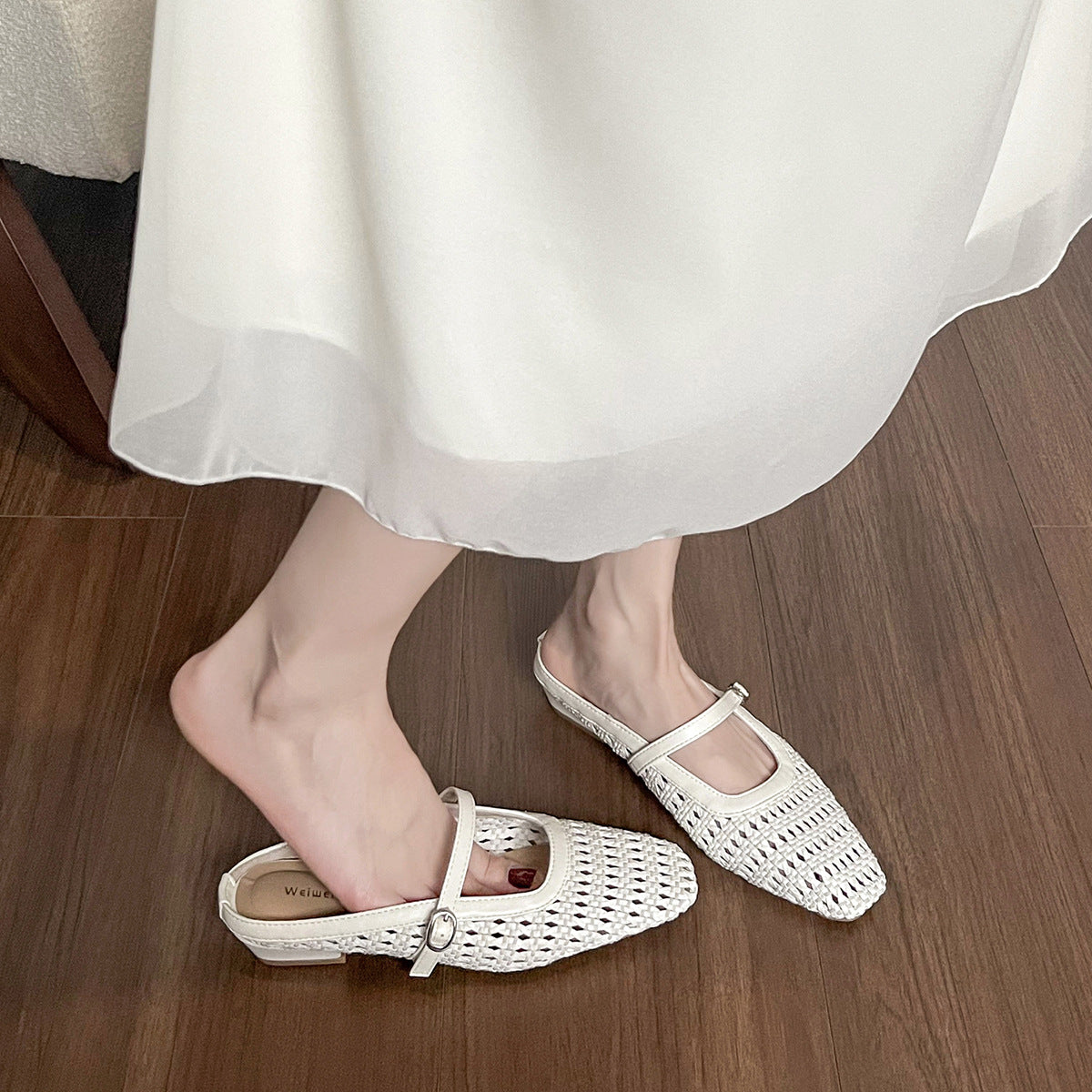 Damen elegante Mules mit geflochtenem Design und verstellbarem Riemen