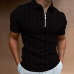 Herren Kurzarm Polo-Hemd mit Reißverschluss und strukturiertem Design R&B