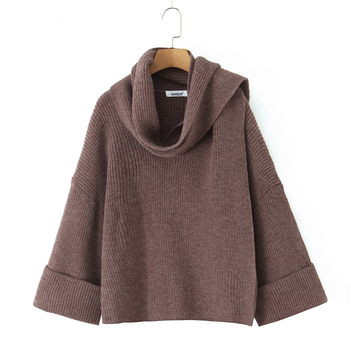 Damen Grobstrickpullover mit schickem Cowl-Neck R&B