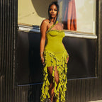 Damen Rüschenkleid mit tiefem Ausschnitt R&B