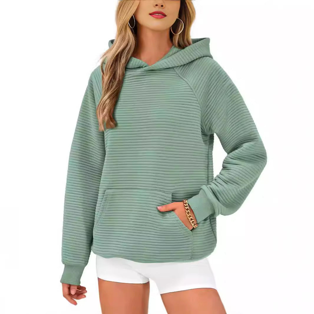 Damen modischer Kapuzenpullover mit strukturiertem Oberflächenmuster R&B