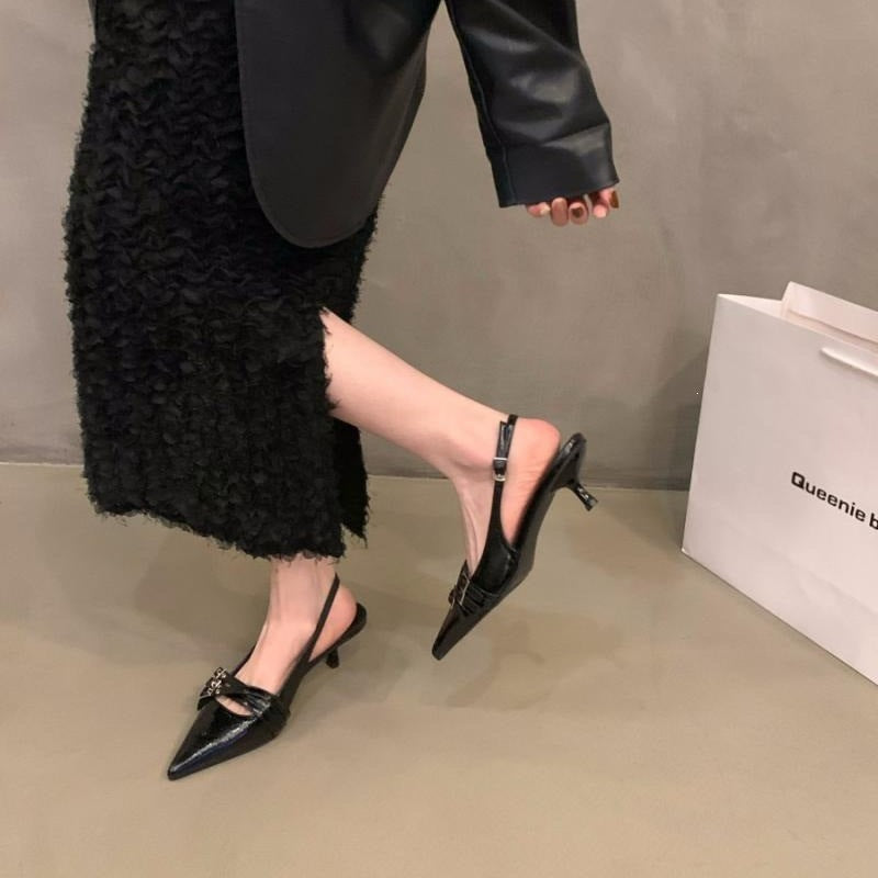 Damen Elegante Slingback Pumps mit schimmerndem Effekt R&B