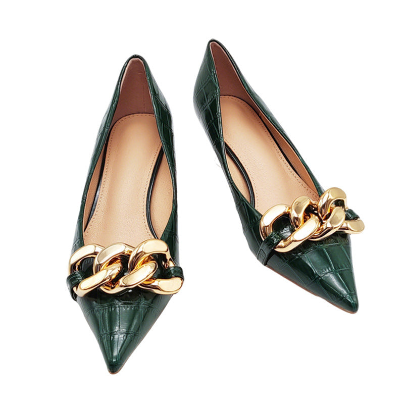 Damen elegante spitze Pumps mit goldfarbener Kettenapplikation R&B