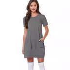 Damen lässiges T-Shirt-Kleid mit praktischen Taschen R&B