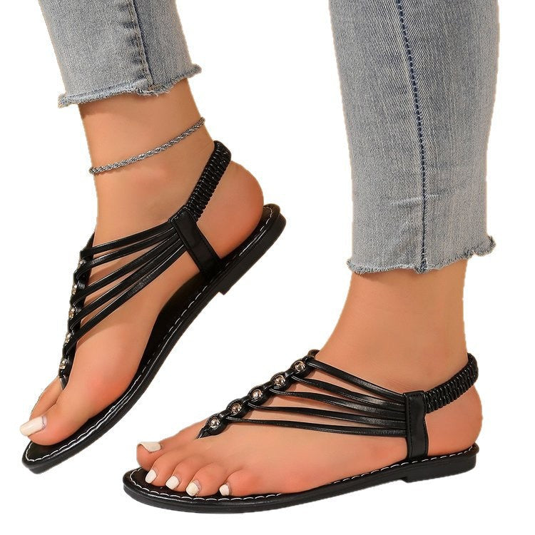 Damen Riemchen-Zehentrennersandalen mit modischem Schmuckdetail R&B