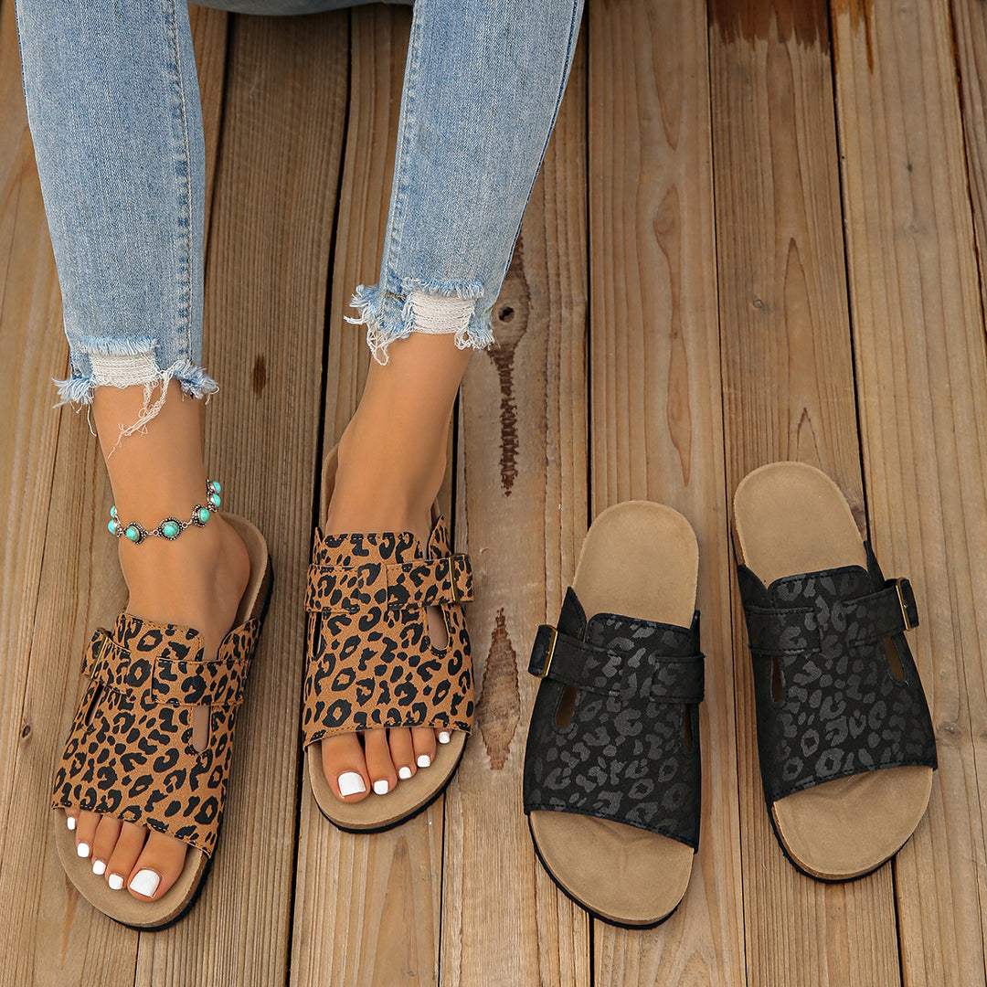 Damen modische Clogs mit stilvollem Tiermuster und komfortablem Fußbett R&B