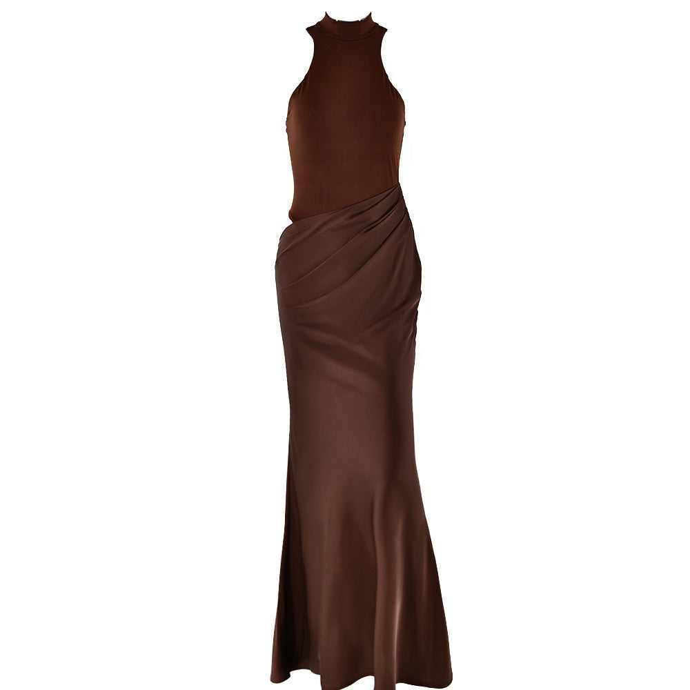 Damen Elegantes Wickelkleid mit hochgeschlossenem Kragen und figurformendem Schnitt R&B